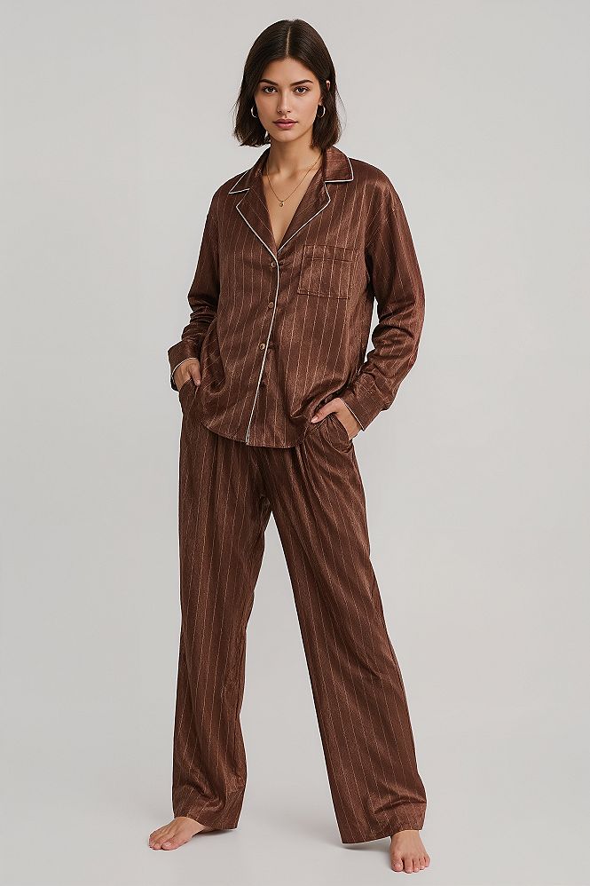 Sophisticated Striped Satin Loungewear: Chic Pajamas for Effortless Style