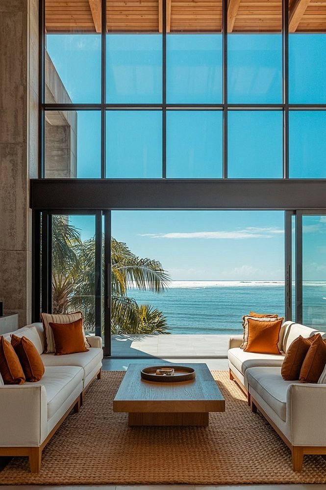 Modern Beachfront Living Rooms: Luxury Home Designs for Coastal Bliss
