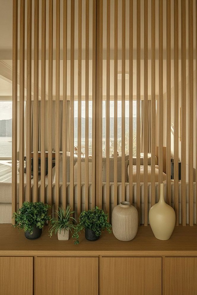 Modern Wooden Slat Room Dividers: Japandi Style Apartment Partition Ideas