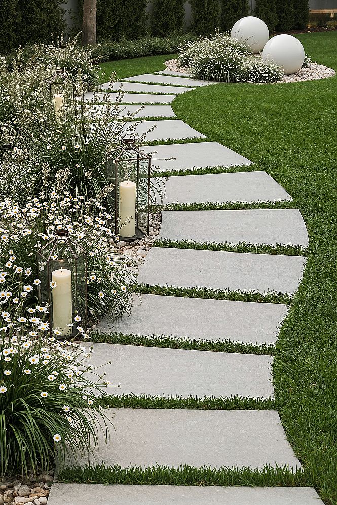 Serene White Stone Garden Oasis: Beautiful Landscape Ideas