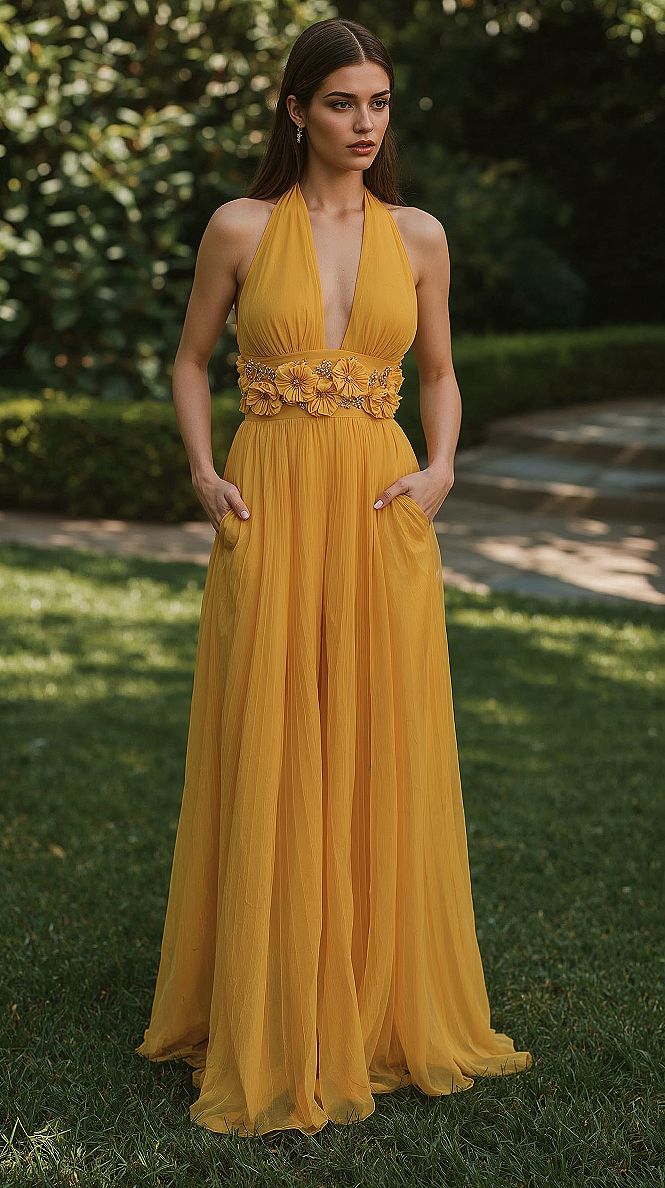 Elegant Halter Neck Fancy Dress for Special Occasions