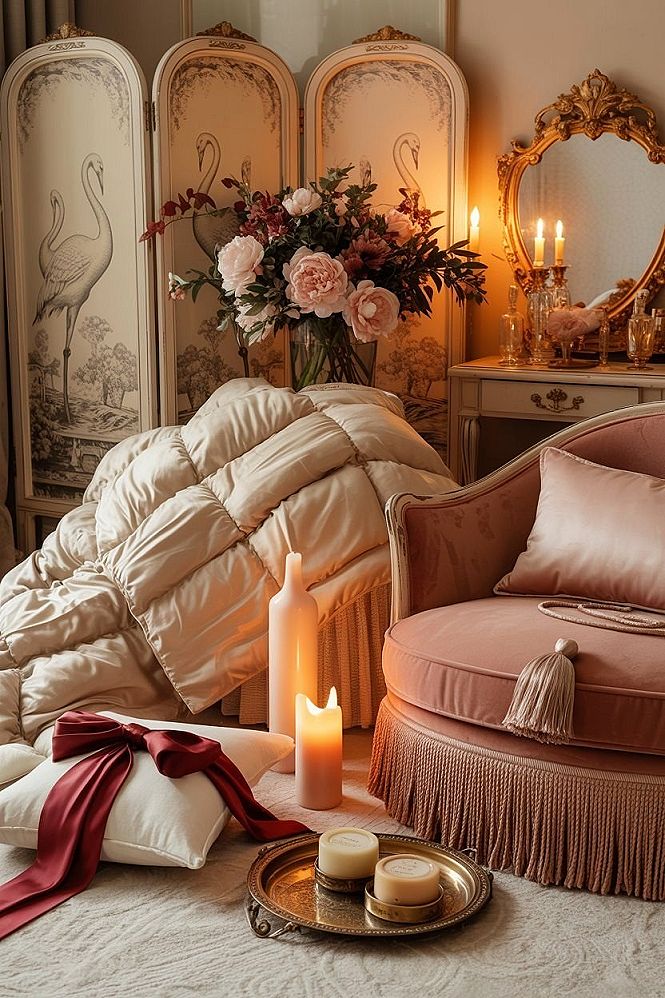 Romantic Pink & Gold: Cozy Girl Bedroom Vintage Decor