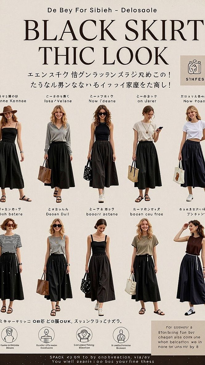 How to style a long black skirt with a scarf