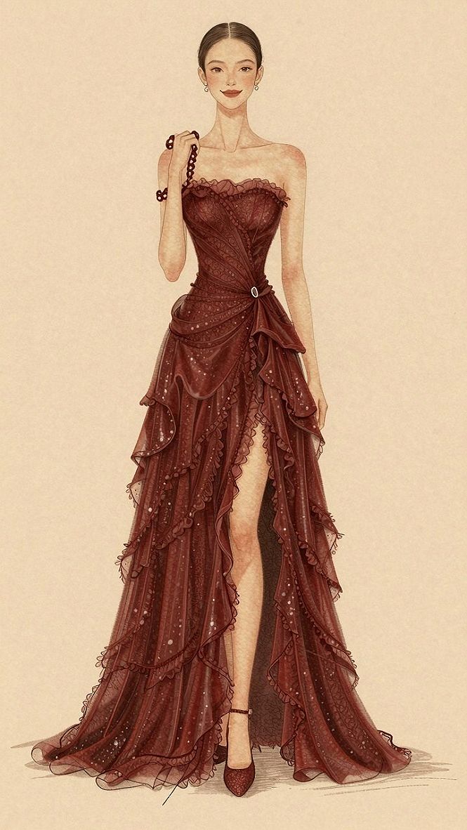 Why Asymmetrical Ruffled Red Gowns Stand Out