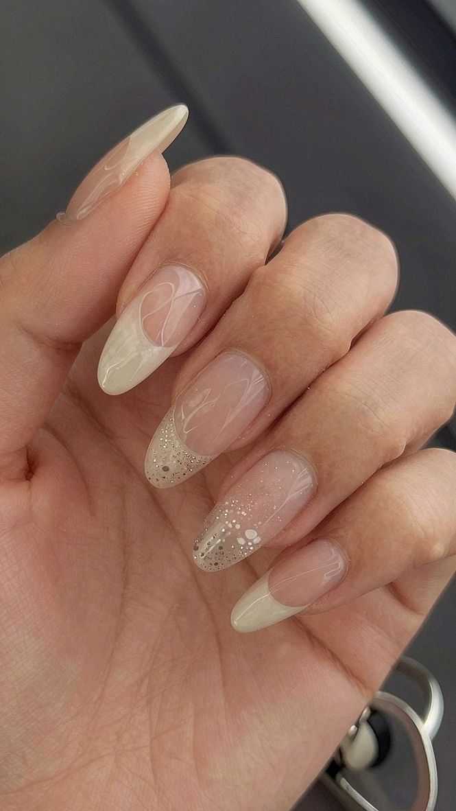 Minimalist Swirls and Mixed Gel Nail Art