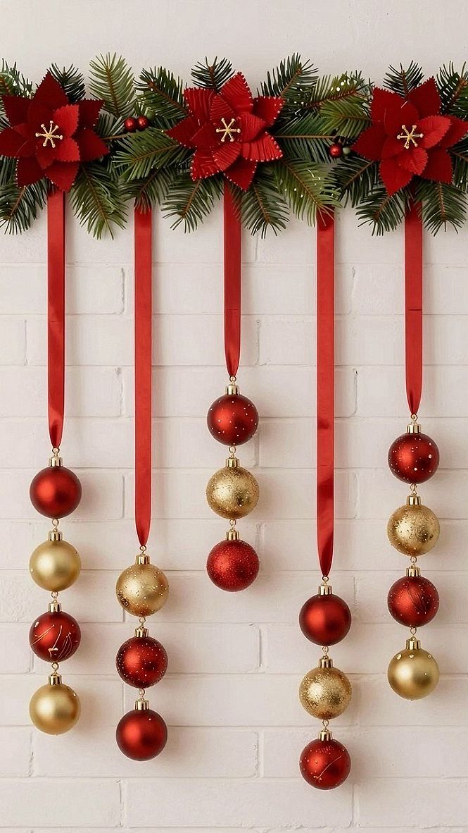 Suspending Festive Bauble Strands from Garland Poles