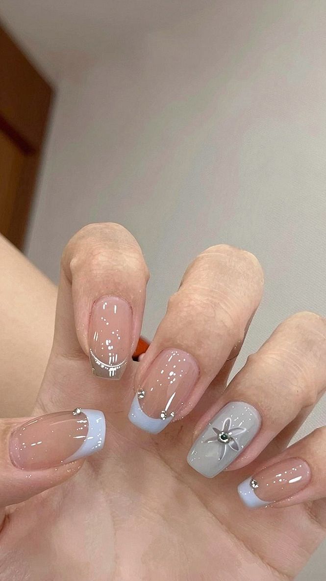 Why Pastel French Tips and Rhinestones Suit Short Nails