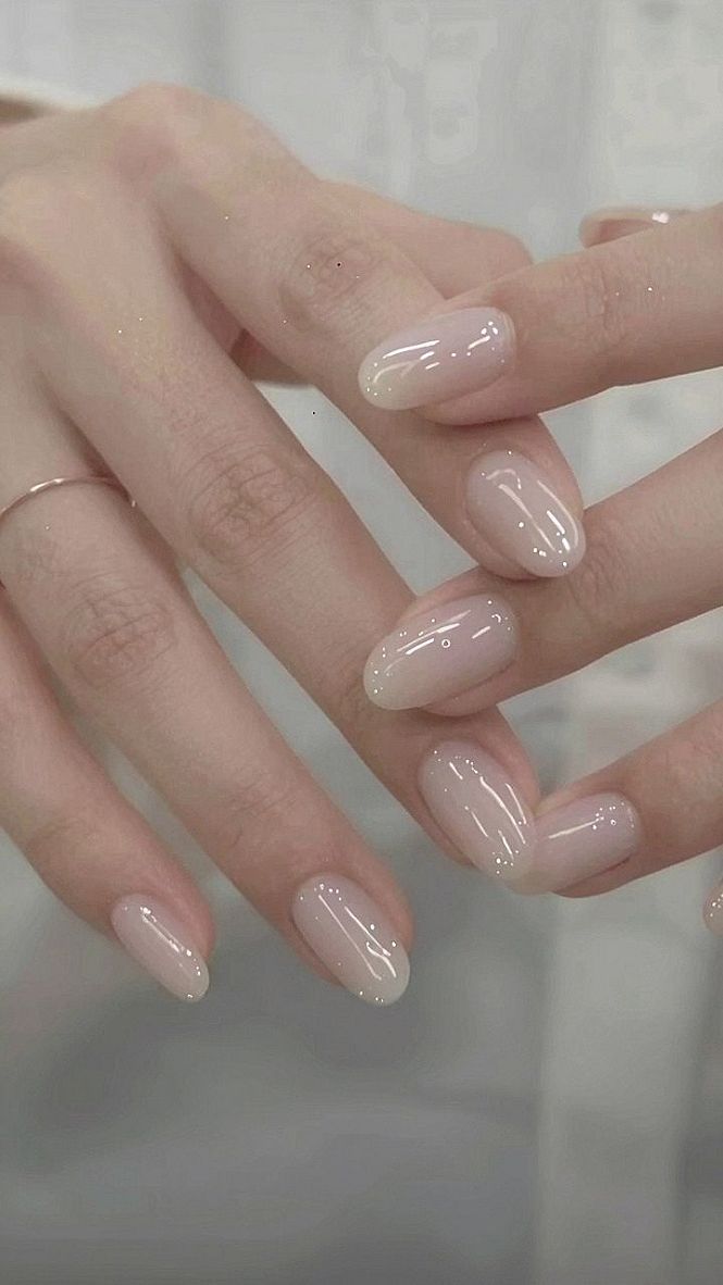 Adding Shimmer to Clean Almond Nails