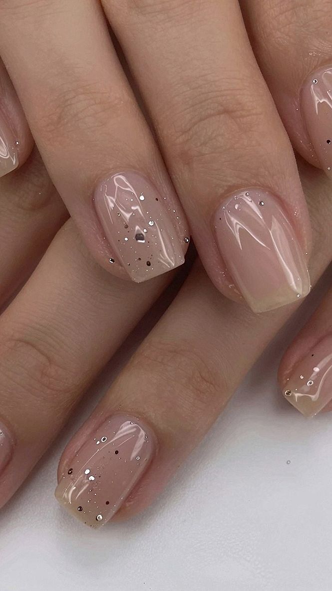 Sheer Chestnut Base with Scattered Bronze Confetti
