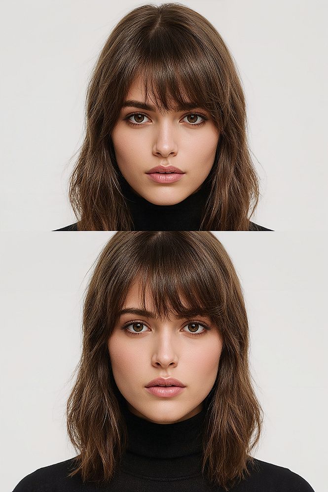 Bangs with Medium Hair: Chic Haircuts for Round Oval Faces