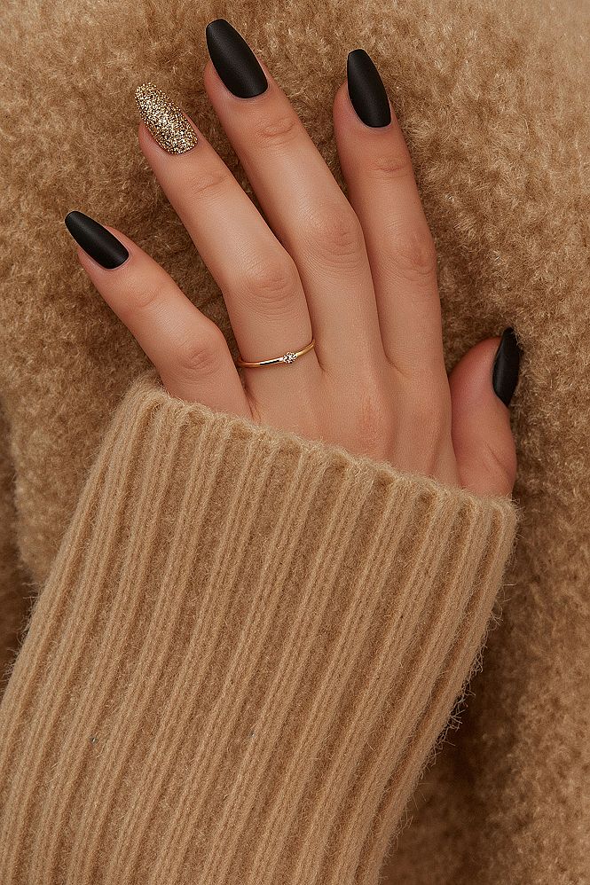 Black & Gold Almond Nails: Luxurious Classy Designs for 2024