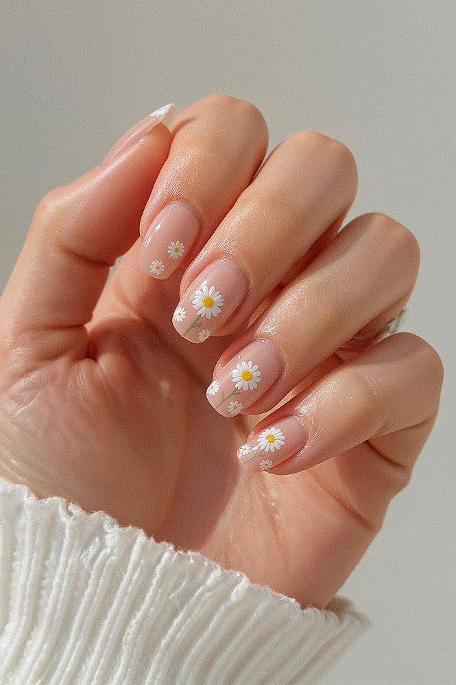 Charming Daisy Nails: Aesthetic Flower Design for Summer