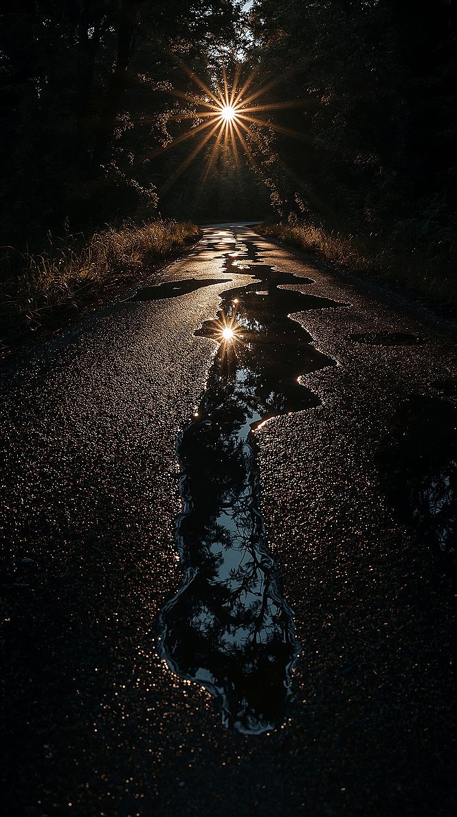 Forest Road Sunrise: Nature's Light Show in California