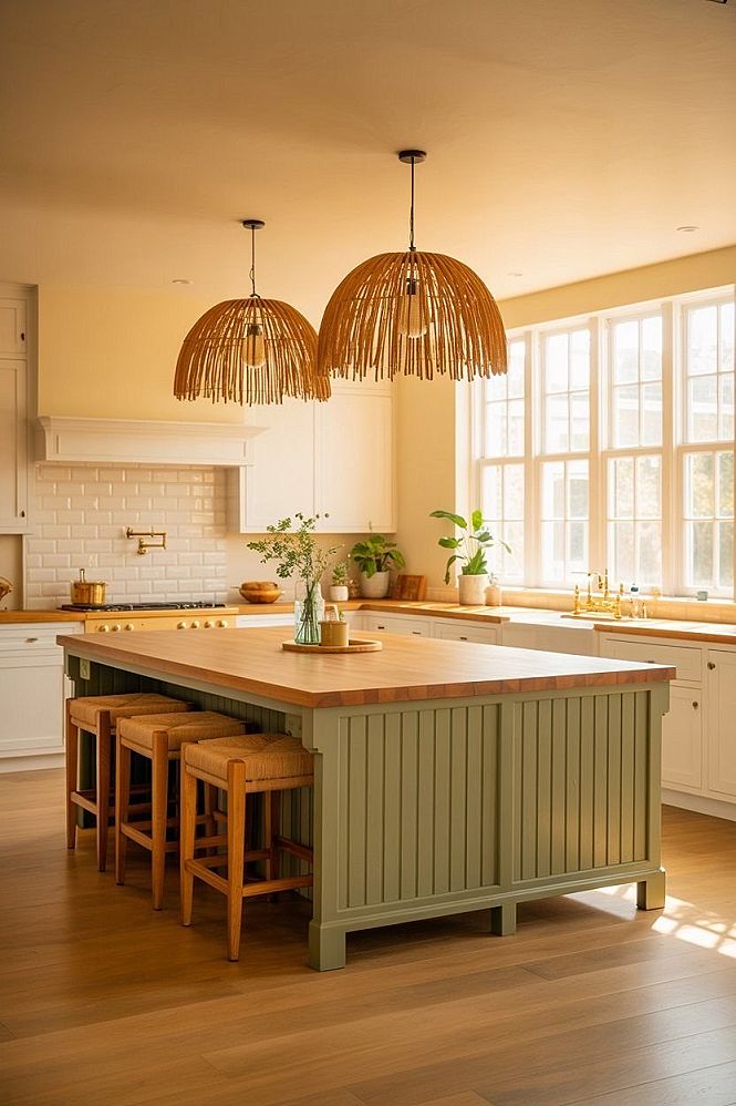 Dreamy Sage Green & Cream Kitchen with Wood Accents