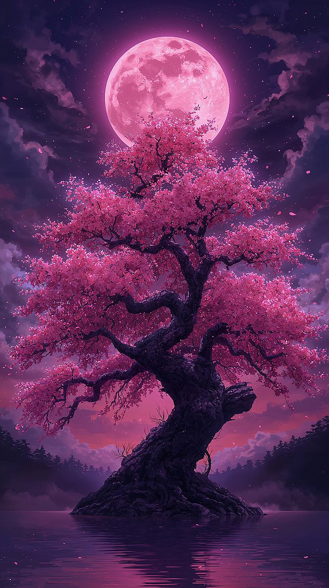 Dreamy Cherry Blossom Anime Art: Pastel iPhone Wallpaper