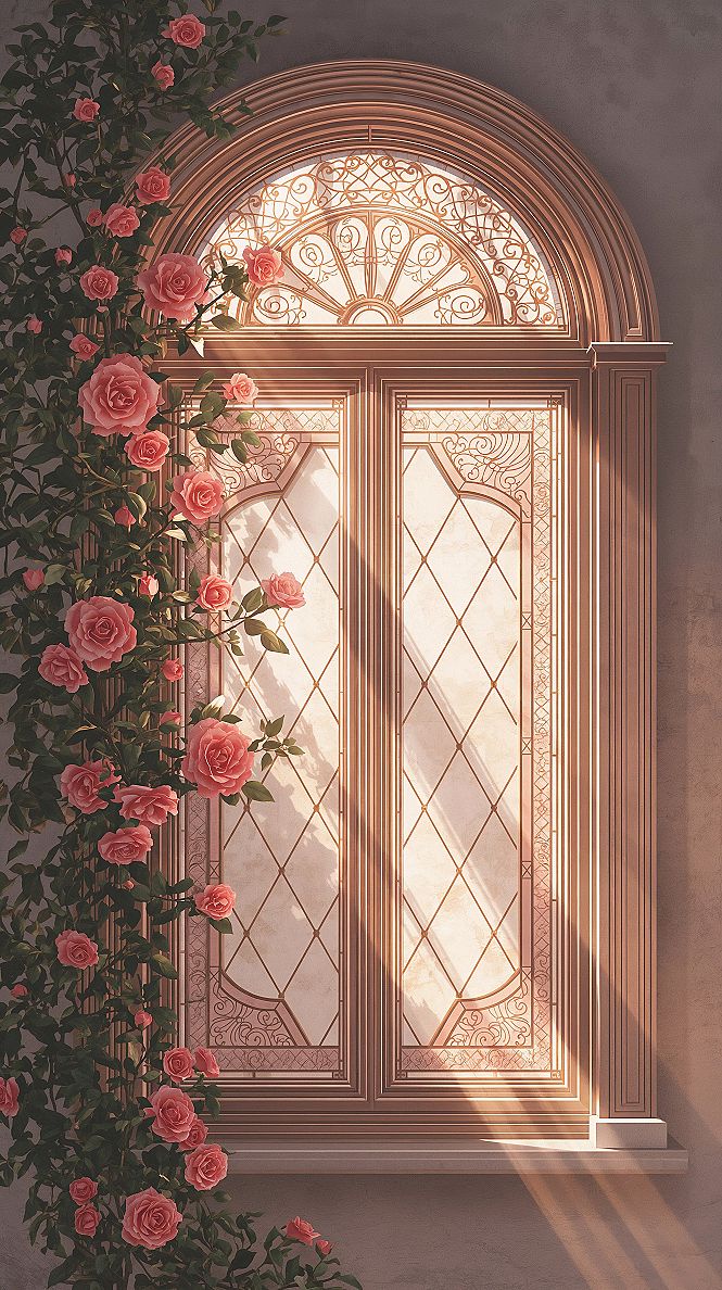 Enchanting Pink Stained Glass: Kawaii Pastel Aesthetic Lock Screen