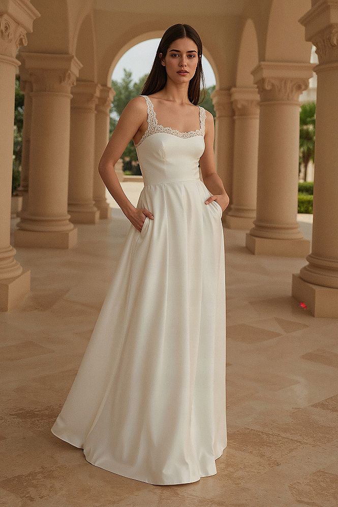 Timeless A-Line White Wedding Dress: Vintage Elegant Charm