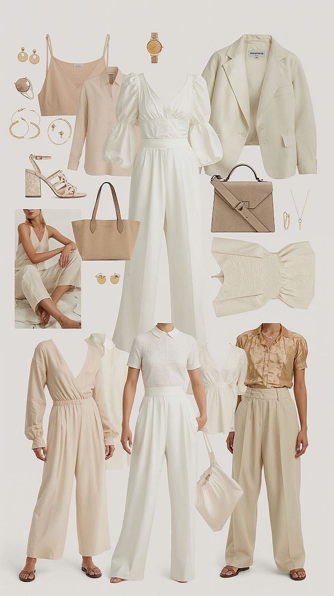 Effortlessly Chic Neutral Summer Looks: Pants Top Set Essentials