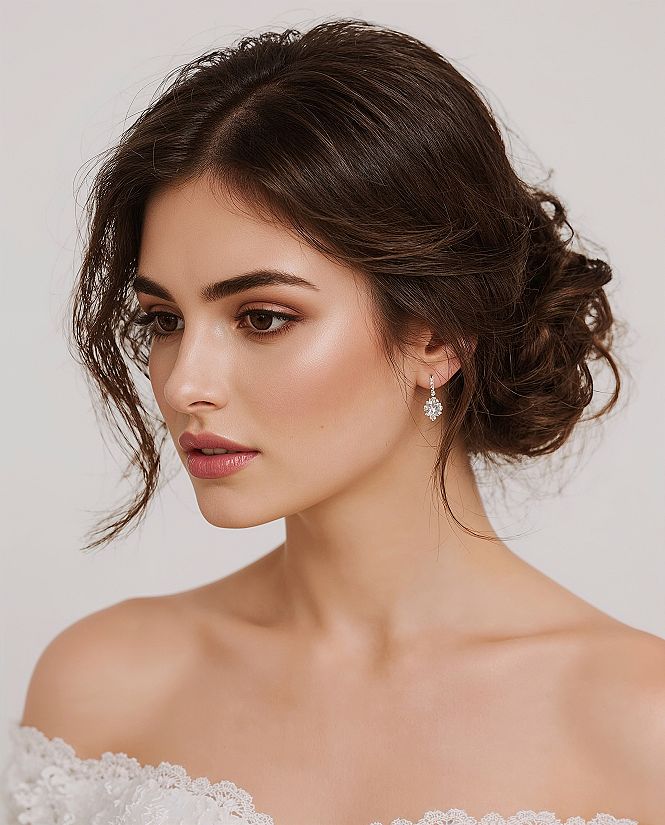 Chic Updos & Glam Makeup for Dark-Haired Brides