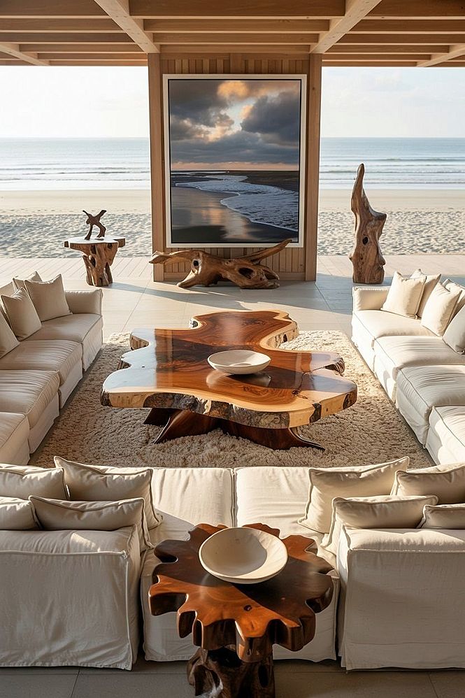 Luxury Beach House Living Room: Natural Coastal Design