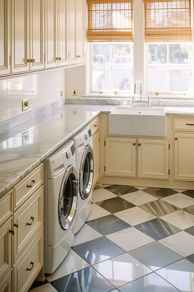 Modern Laundry Room Style: Double Washer Dryer Efficiency