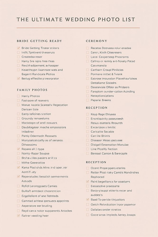 Ultimate Wedding Photo Checklist: Capturing Every Bride Moment