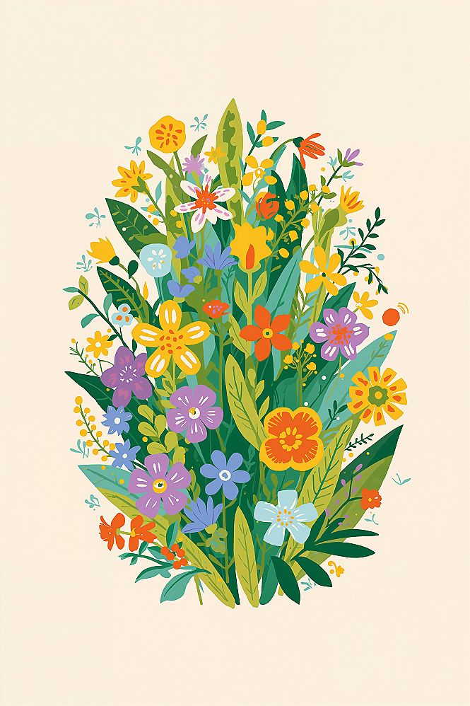 Vibrant Spring Flowers Art: Illustrated Floral Designs