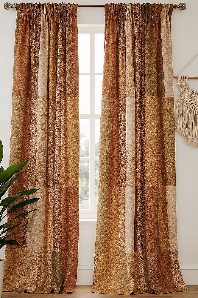 Cozy Boho Bedroom Curtains: Colorful Patchwork Window Decor