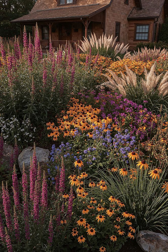 Vibrant Cottage Garden: Colorful Front Yard Landscaping