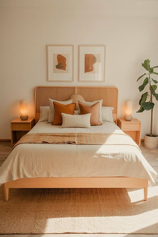 Contemporary Queen Bed Designs for Natural Bedroom Colors
