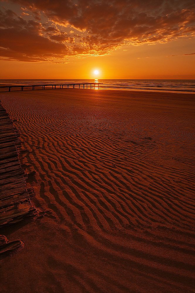 Wooden Boardwalk Dream: Serene Sunset Beach Phone Wallpapers