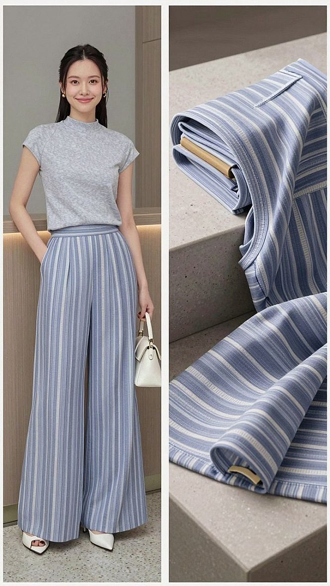Selecting and Pairing High Waisted Striped Pants