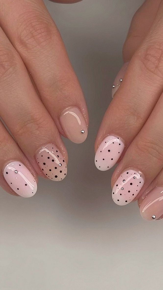 Choosing Between Subtle Shimmer and Dark Dots for Cat Eye Polka Dot Nails