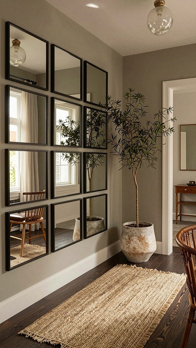 Framing the Hearth With a Grid of Square Mirrors