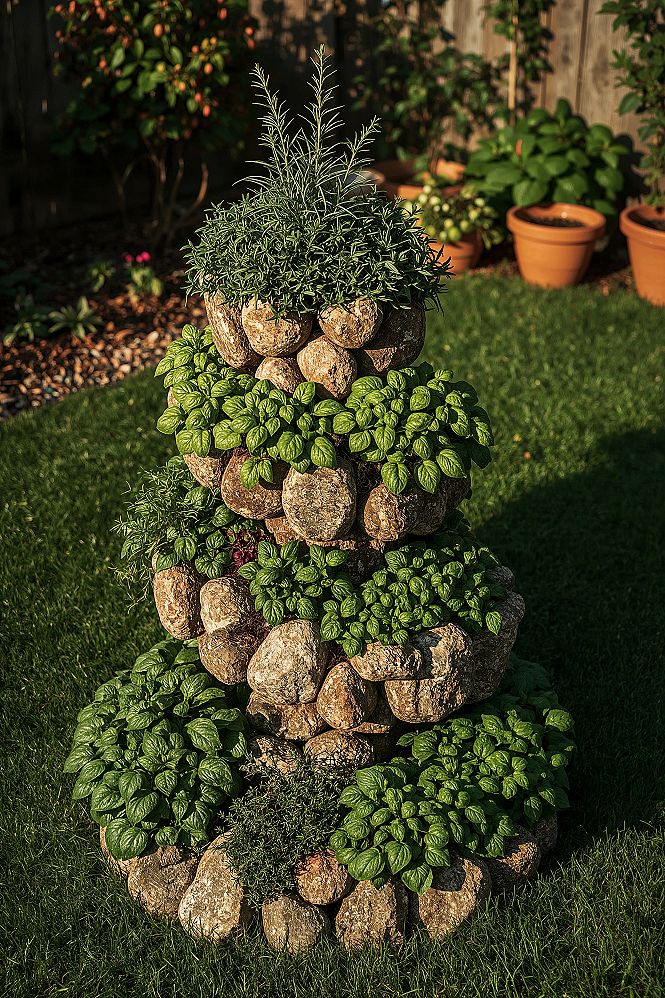 Stunning Backyard Kitchen Garden Ideas with Raised Rock Beds
