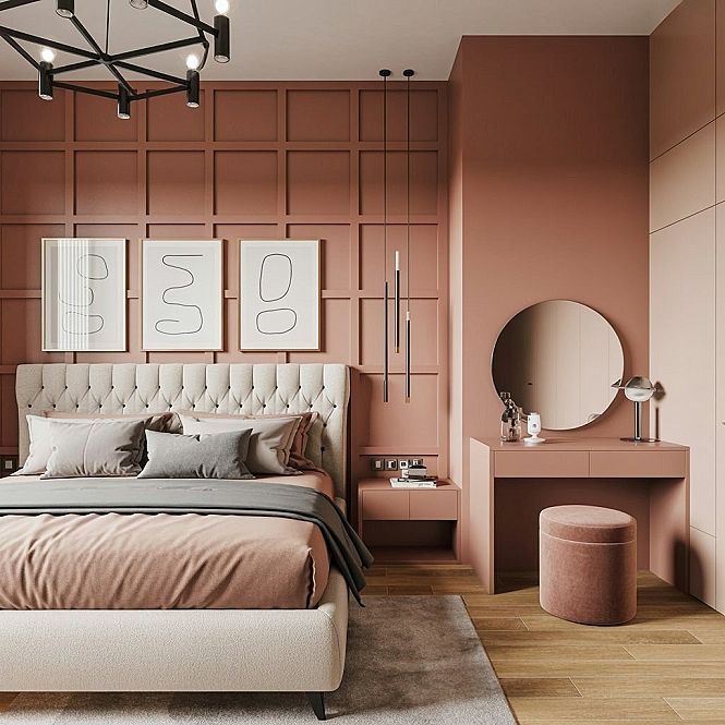 Chic Beige Master Room Aesthetic: Panelled Walls & Apartment Decor Inspiration