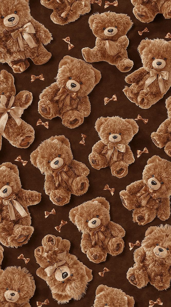 Cozy Autumn Aesthetic: Teddy Bear & Bow iPhone Wallpapers
