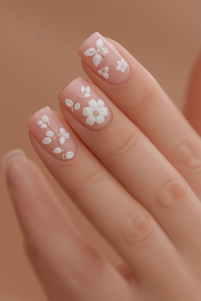 Classy Pink Flower Nail Art: Trendy & Elegant for 2024