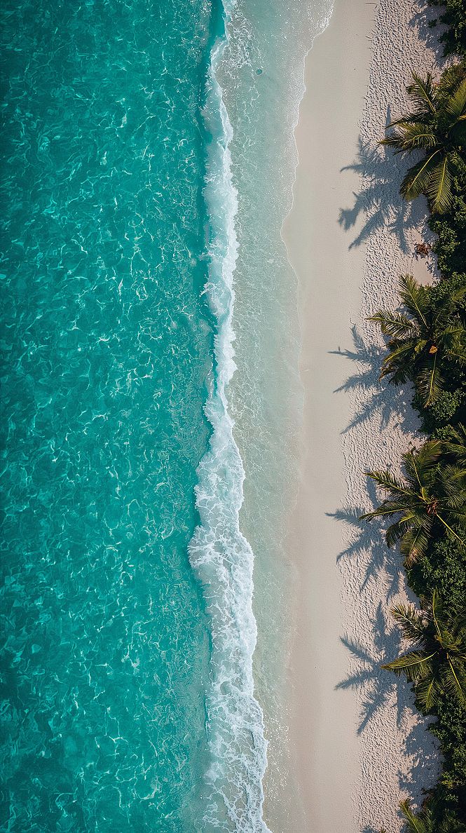 Aerial Beach Bliss: Turquoise Ocean 4K iPhone Wallpaper
