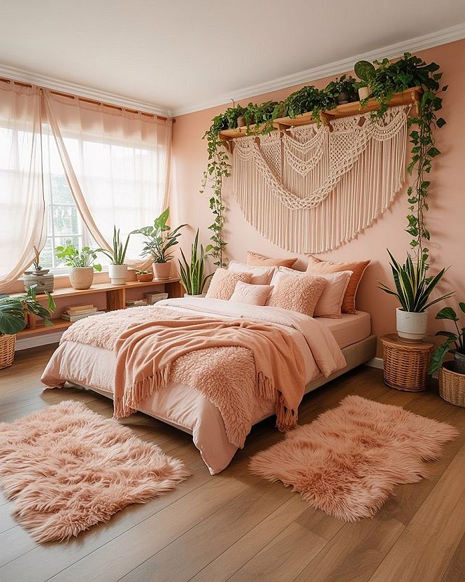 Bohemian Bedroom Bliss: Macrame, Plants & Earthy Hues
