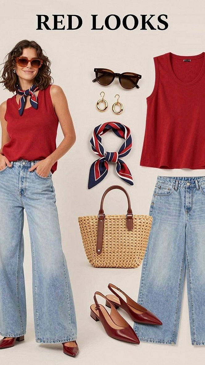 Keeping Bright Red Tops And Blue Denim Looking Fresh