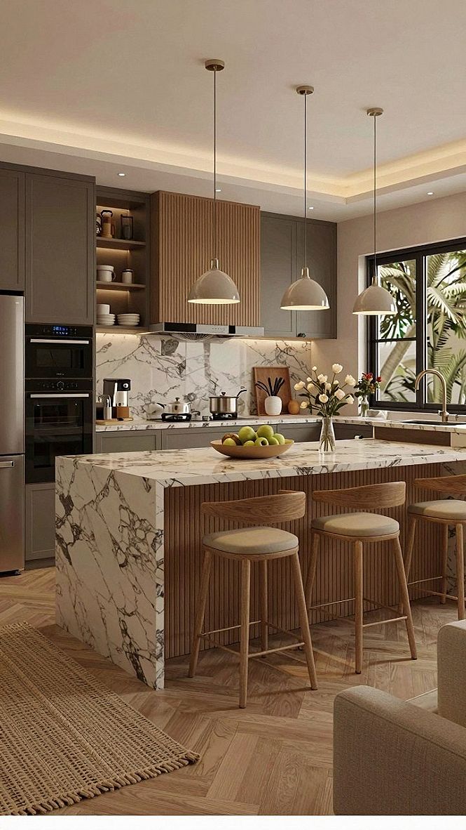 Creating an Open Flow Between Kitchen and Living Room Media Spaces