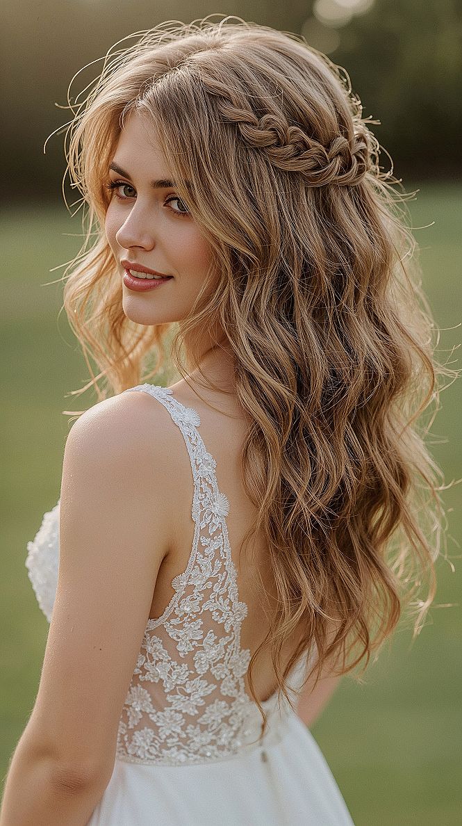 Effortless Half Up Curly Wedding Hairstyles for Brides