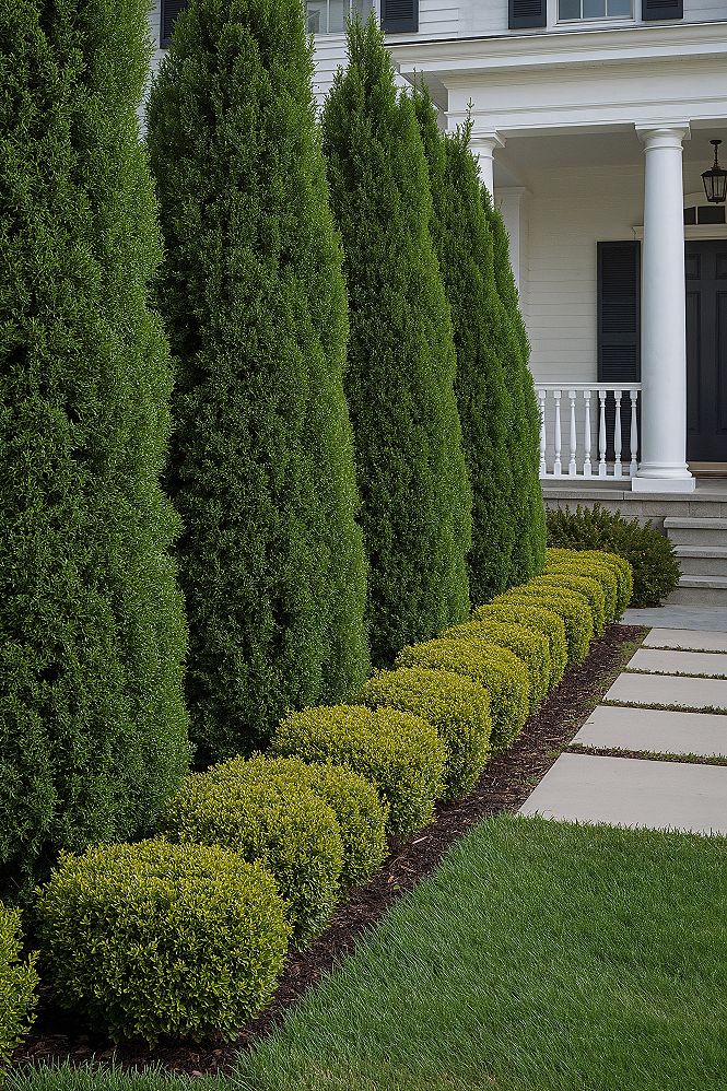 Green Giant Arborvitae Hedge: Low Maintenance Landscaping for Entrances