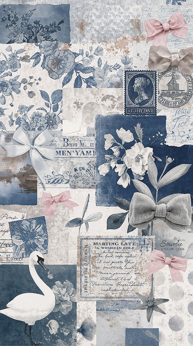 DIY Blue Aesthetic Wallpaper: Vintage Collage & Phrases for Unique Design