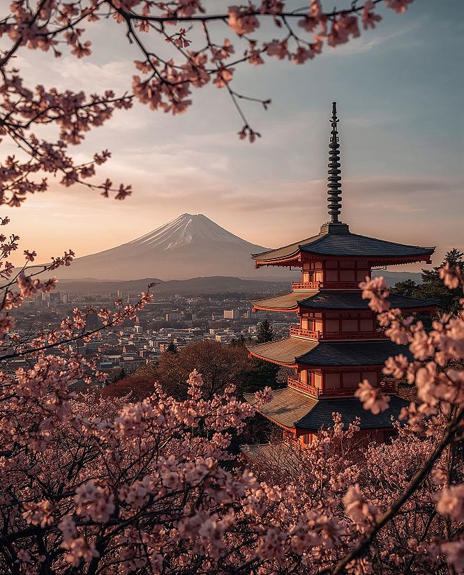 Magical Japanese Pagoda Sunset: Dream Travel Destinations