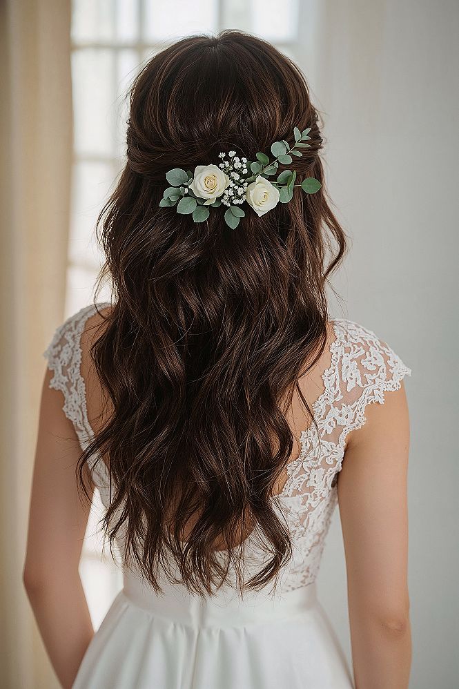 Bride Hairstyles with Fresh Florals: Romantic Wedding Hair