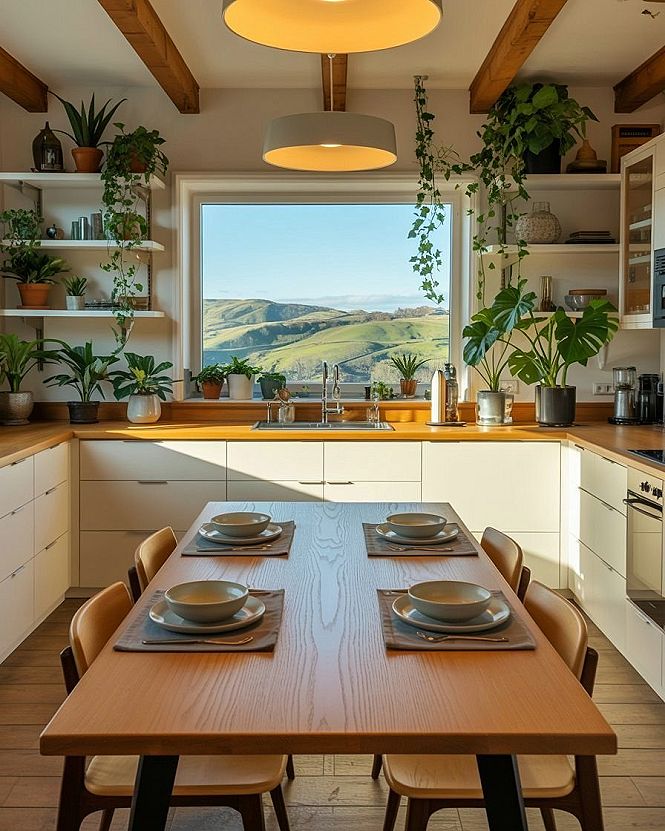 Cozy Modern Kitchen Dining: Bringing Nature Indoors