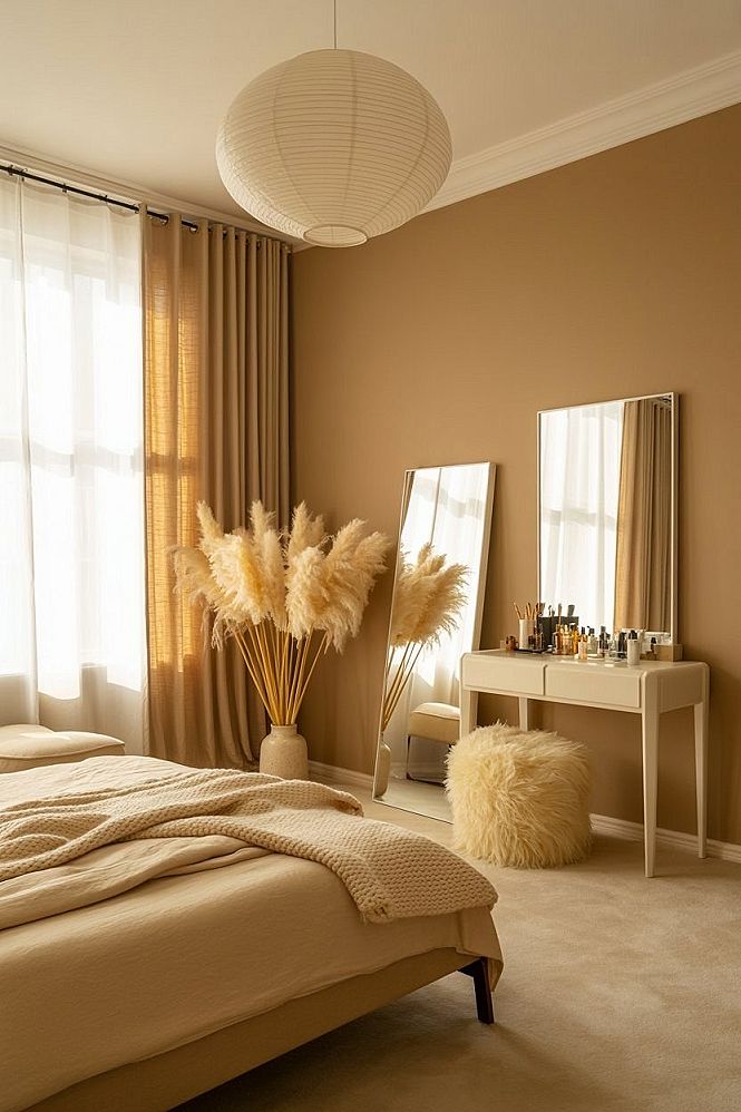 Cozy Beige Bedroom: Dream Apartment Decor & Room Makeover Inspiration