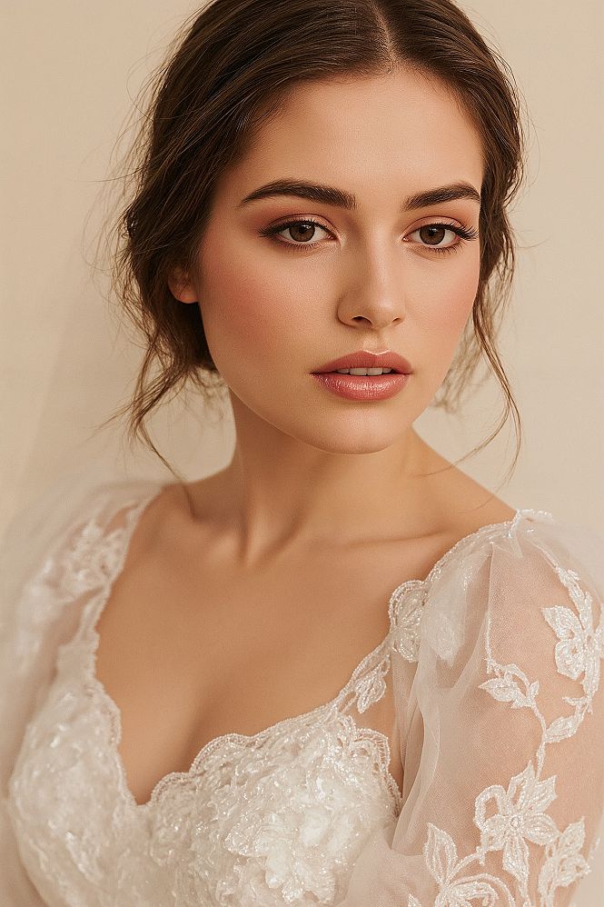 Romantic Peach Wedding Makeup for a Radiant Glow